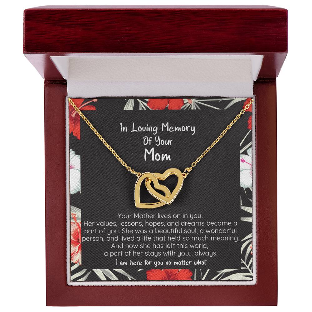 Loving Memory Of Your Mom - Sympathy Heart Necklace Interlocking Hearts Necklace
