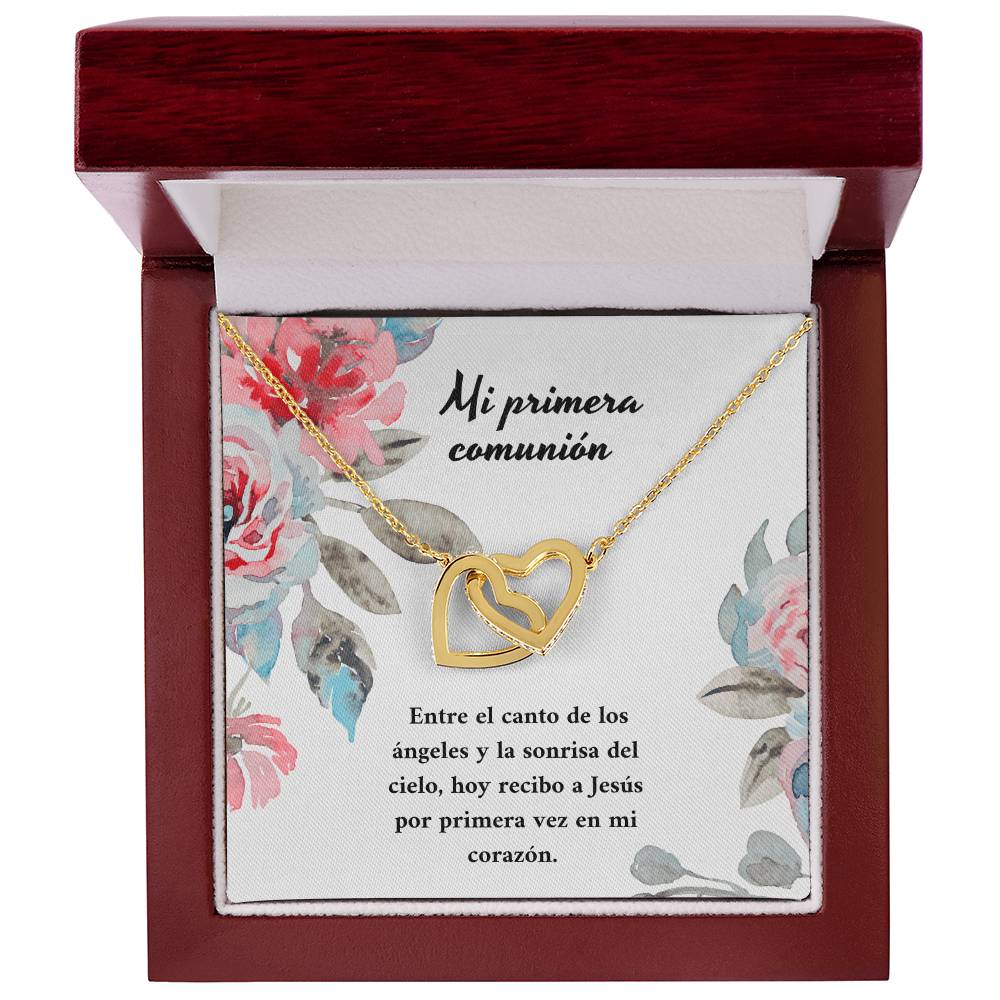 Mi Primera Comunión Entre El Canto De Los Ángeles Y La Sonrisa Del Cielo Interlocking Hearts Necklace