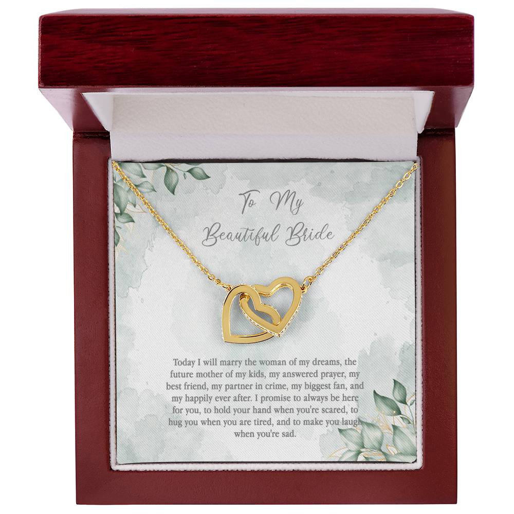 Wedding Day Gift For Bride From Groom - Woman Of My Dreams Interlocking Hearts Necklace