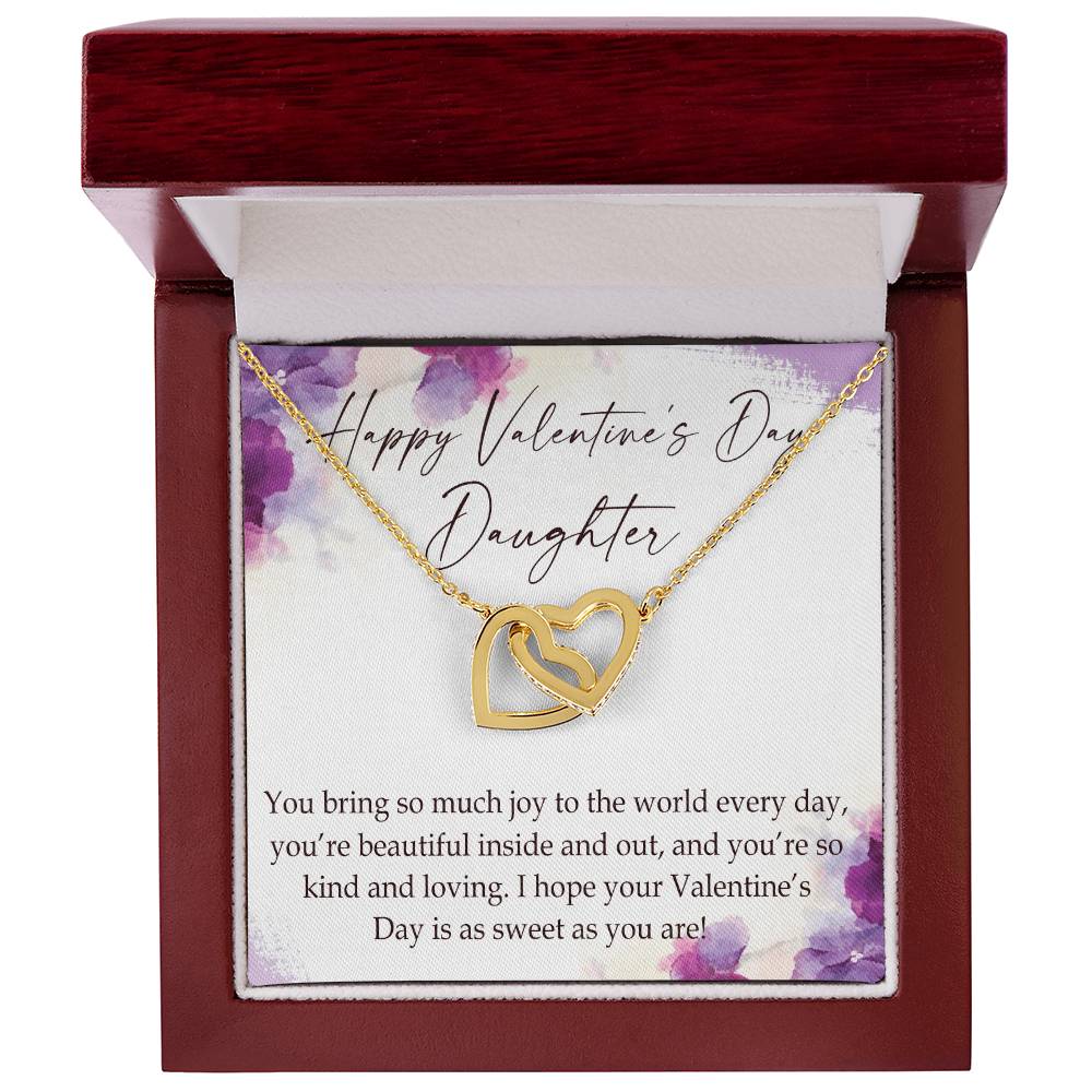 Happy Valentine'S Day Daughter Interlocking Hearts Necklace Message Card