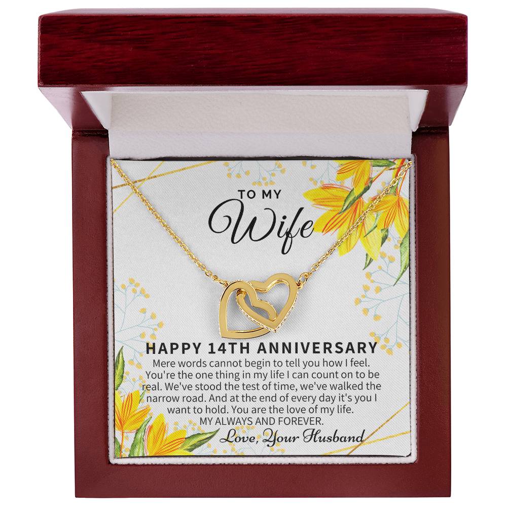 14 Year Wedding Anniversary Gift For Wife 14Th Anniversary Gift For Her 14 Year Anniversary Gift Ideas 14Th Anniversary Gifts Interlocking Hearts Necklace