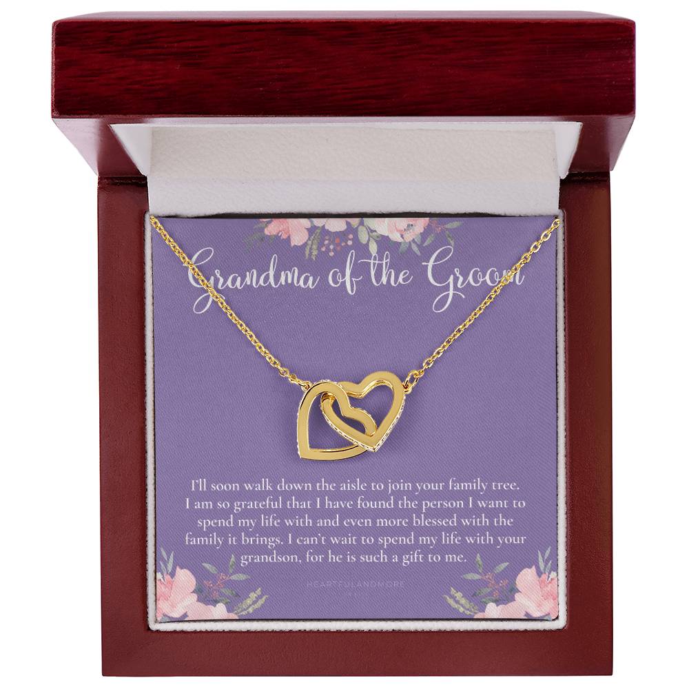 Grandmother Of The Groom Gift Necklace Grandma Wedding Gift Nana Bridal Shower Rehearsal Dinner Thank You Gift Interlocking Hearts Necklace