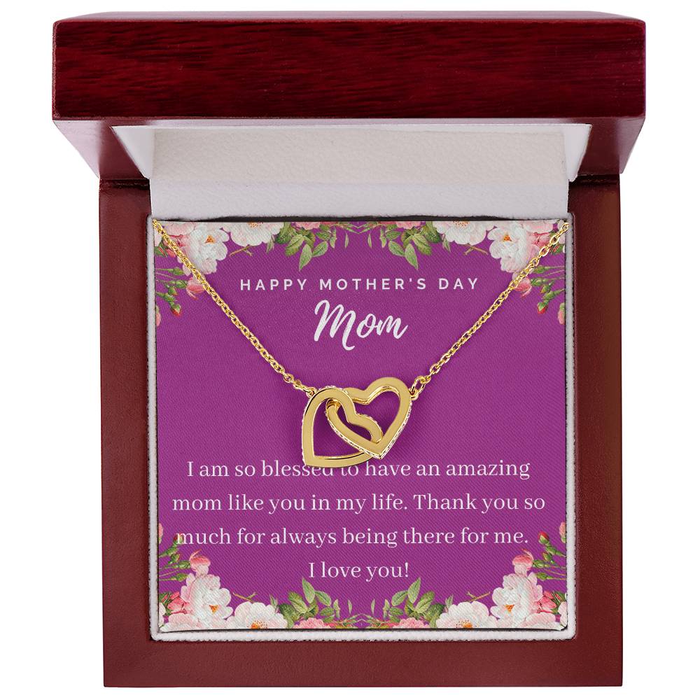 Happy Mother'S Day Mom - Interlocking Hearts Necklace