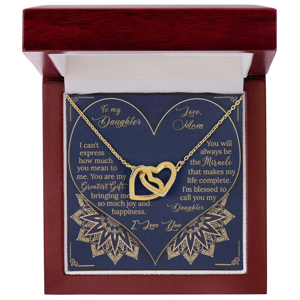 To My Daughter - Greatest Gift Miracle - Necklace Interlocking Hearts Necklace