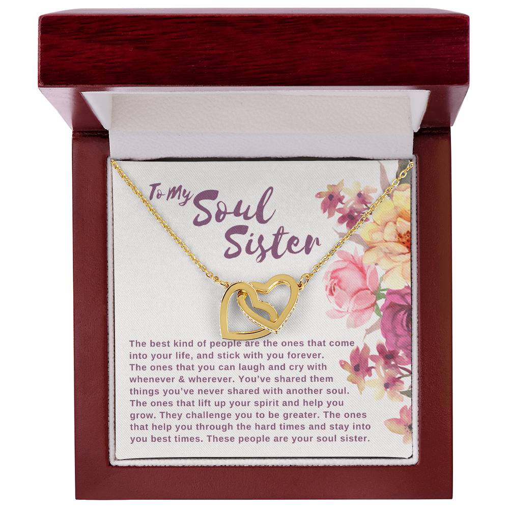 To My Soul Sister Joined Hearts Necklace Interlocking Hearts Necklace