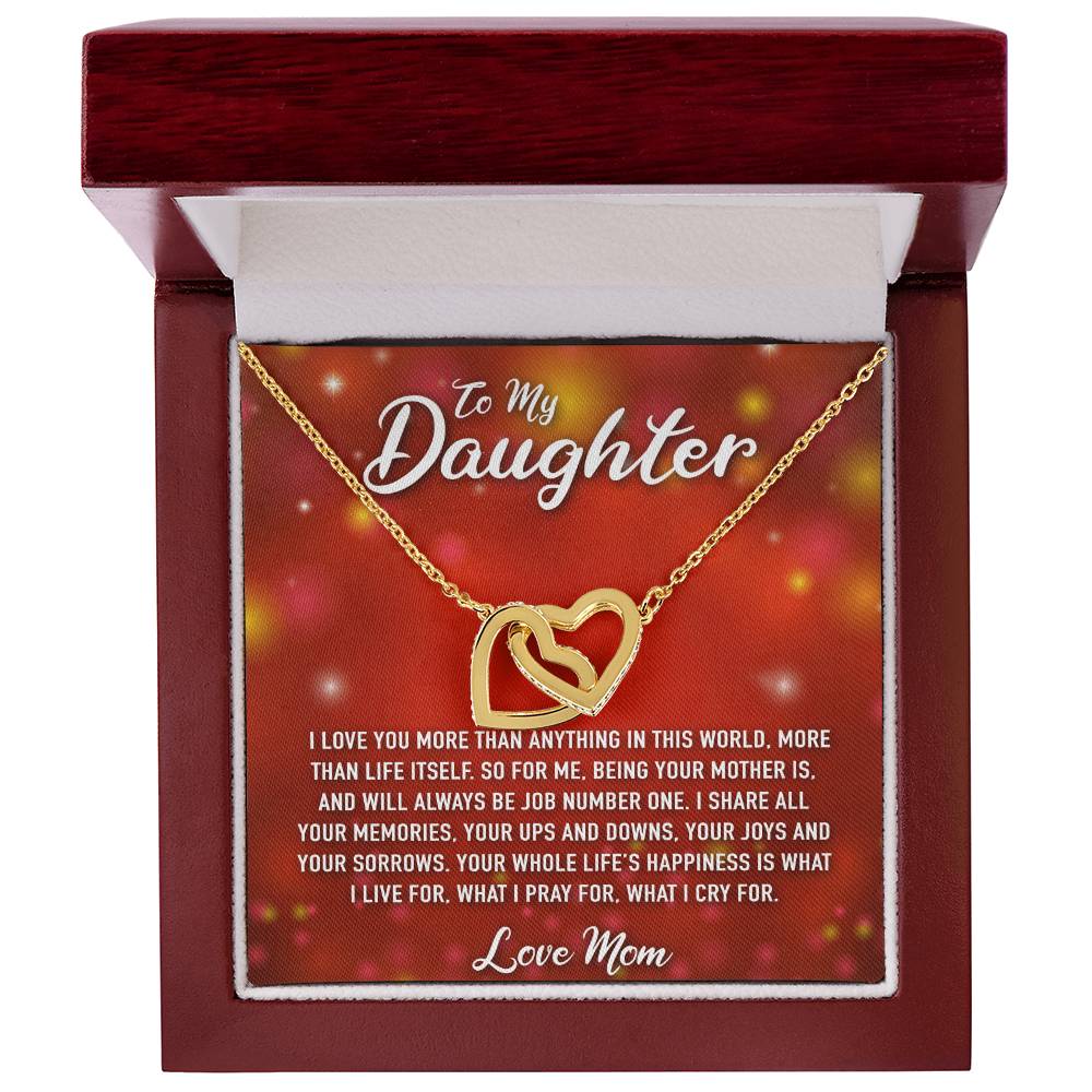 To My Daughter Interlocking Hearts Necklace