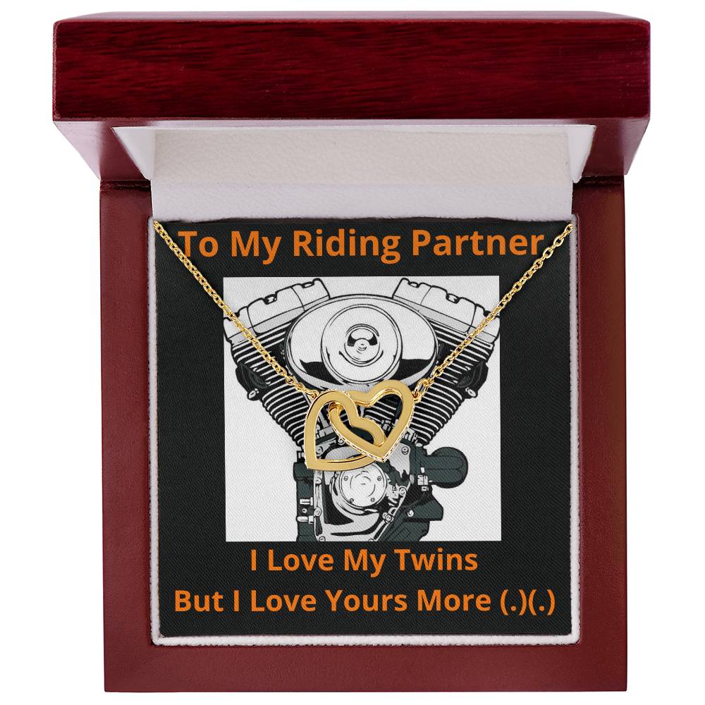To My Riding Partner I Love My Twins Limited Edition Interlocking Hearts Necklace