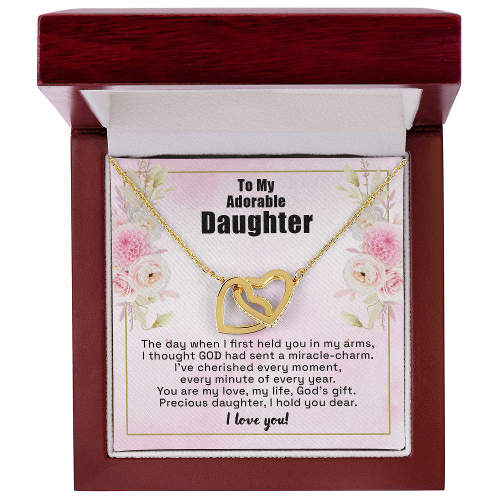 To My Adorable Daughter - I Hold Your Dear - Necklace Interlocking Hearts Necklace