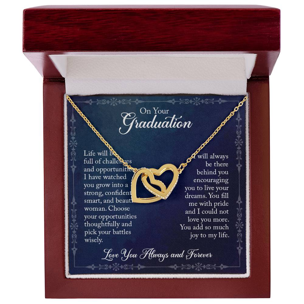 Daughter On Your Graduation - Linked Hearts Necklace Interlocking Hearts Necklace