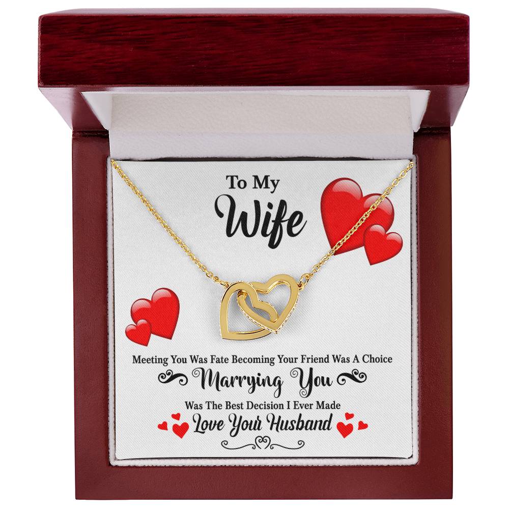 Meeting You Was Fate - Becoming Your Friend Was A Choice - Interlocking Hearts Necklace With Message Card