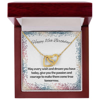 16Th Birthday-Rainbow Sparkle-Daughter Granddaughter Sister Interlocking Hearts Necklace