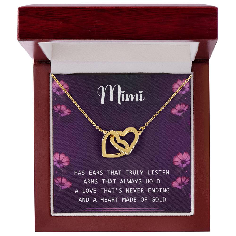 Mimi Interlocking Hearts Necklace Message Card