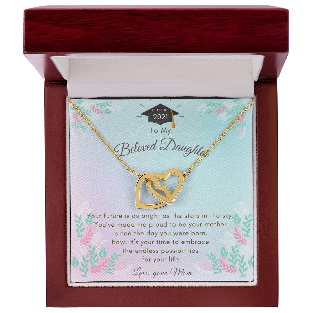 Two Hearts To My Beloved Daughter Necklace Interlocking Hearts Necklace