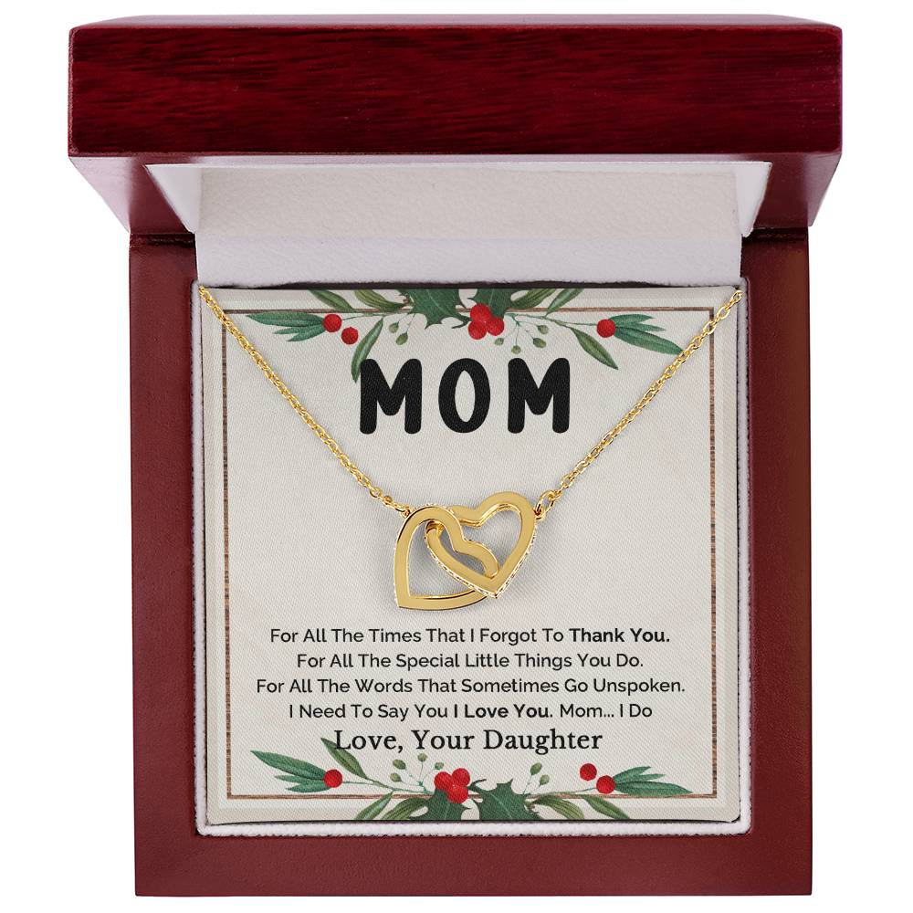 To Mom - I Love You Interlocking Heart Necklace Interlocking Hearts Necklace
