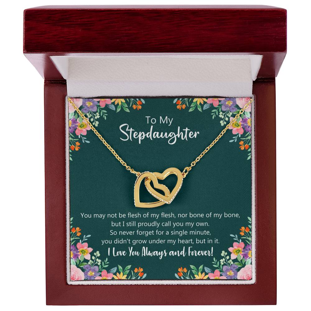 I Proudly Call You My Own - Stepdaughter Gift Necklace Interlocking Hearts Necklace