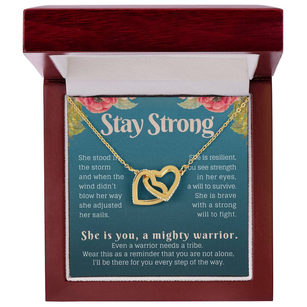 Stay Strong Recovery Gift Necklace Interlocking Hearts Necklace