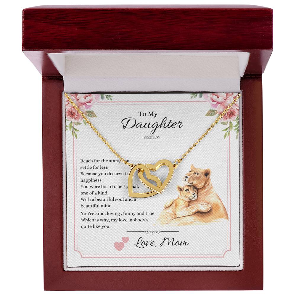My Daughter Love Mom - Reach For The Stars Hearts - Lions Interlocking Hearts Necklace