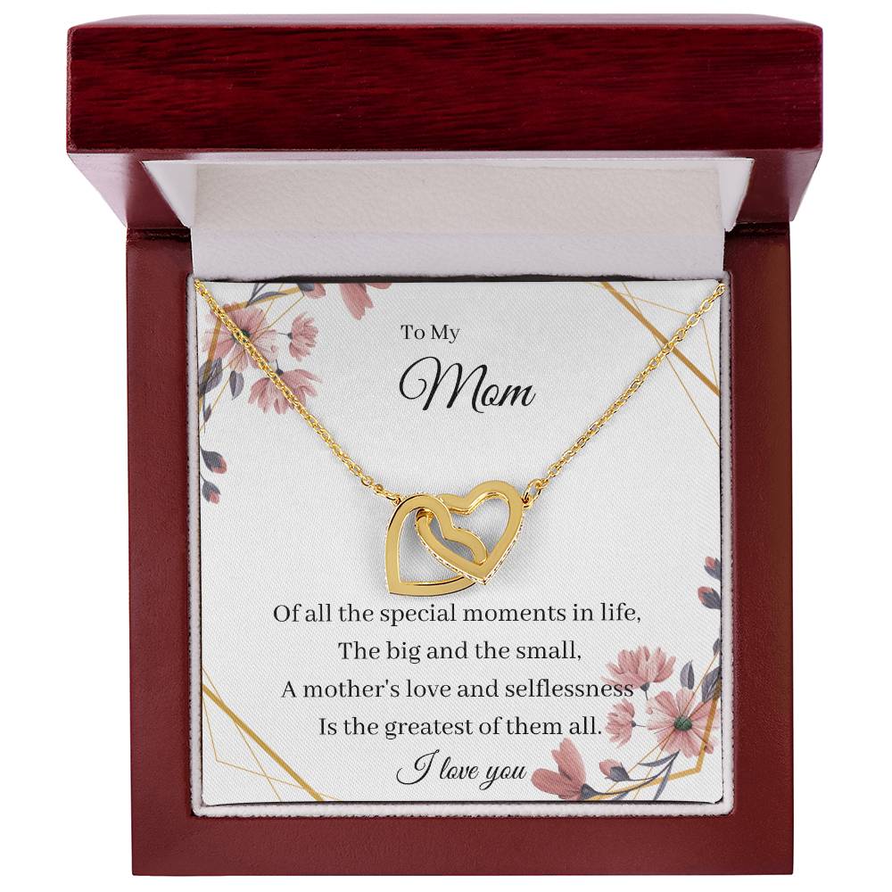 To My Mom From Son Daughter Gift Anniversary Graduation Mothers Day Birthday Interlocking Hearts Necklace