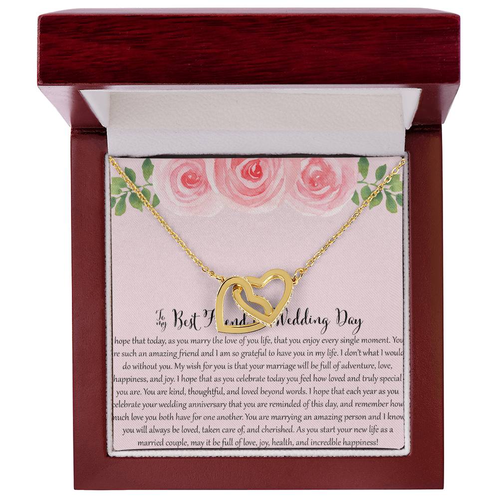 To My Bestfriend On Her Wedding Day - Floral Interlocking Hearts Necklace