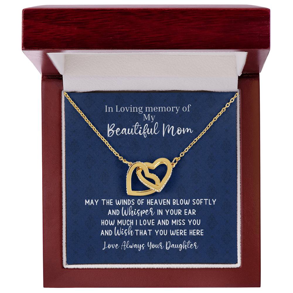 Mom Remembrance - 2 Hearts Necklace - Love Daughter Interlocking Hearts Necklace