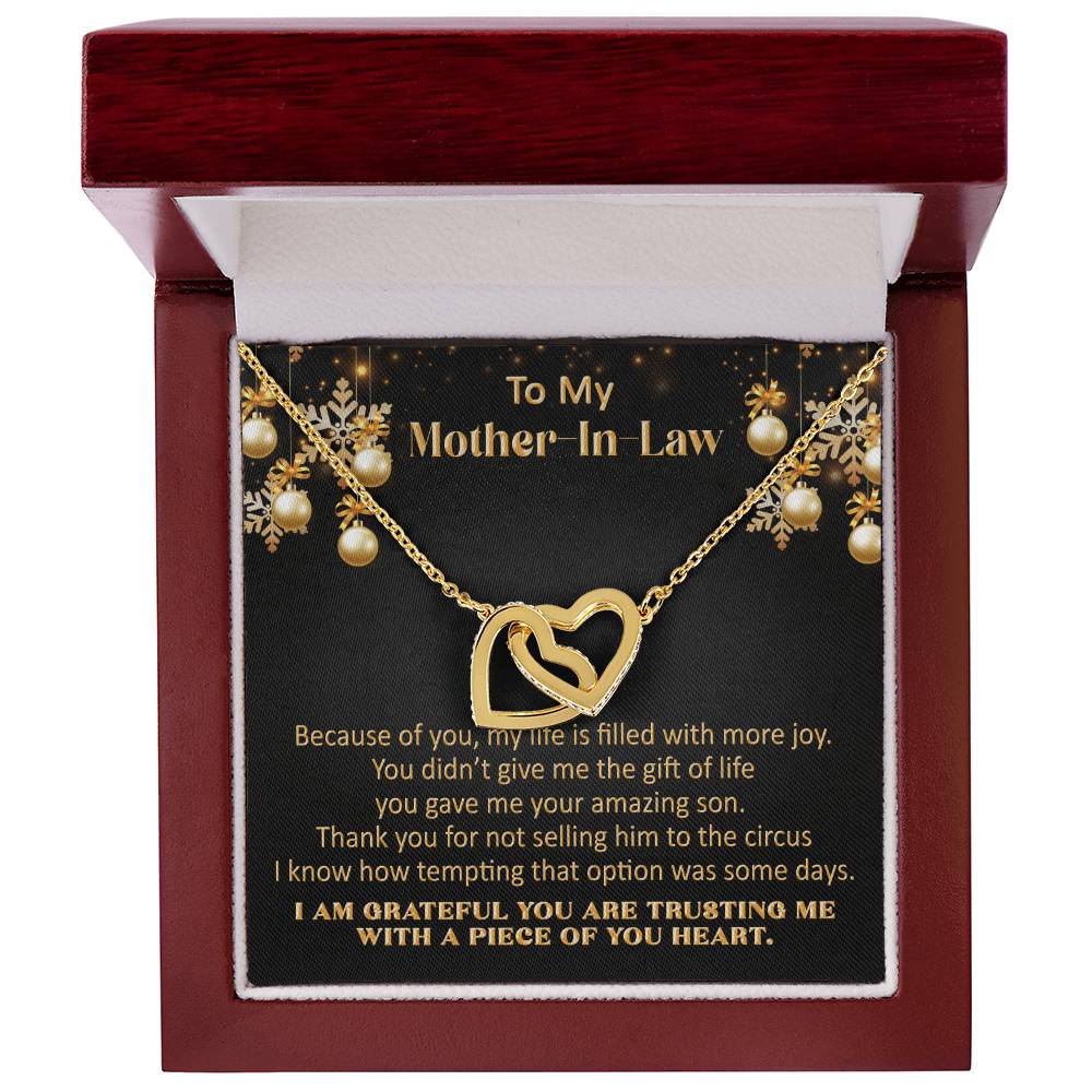 Gift For Mother-In-Law Christmas - More Joy - Interlocking Interlocking Hearts Necklace