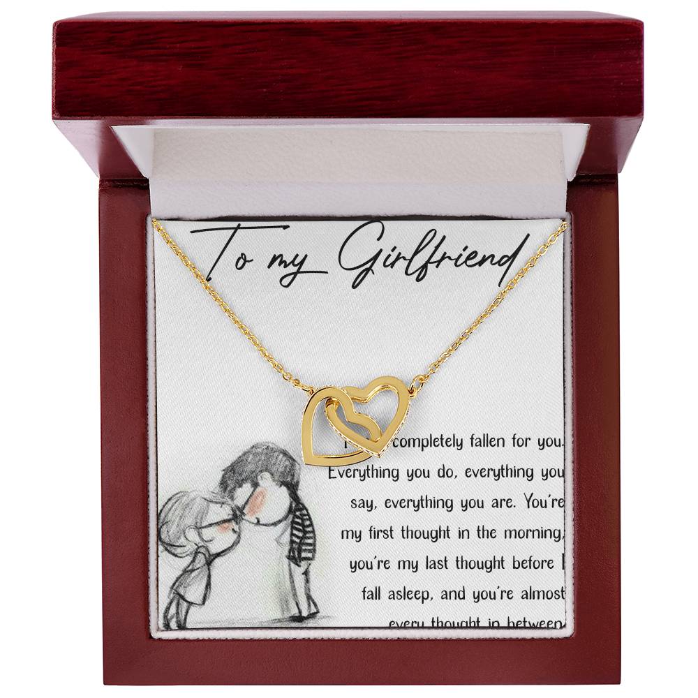 To My Girlfriend Interlocking Hearts Necklace Message Card