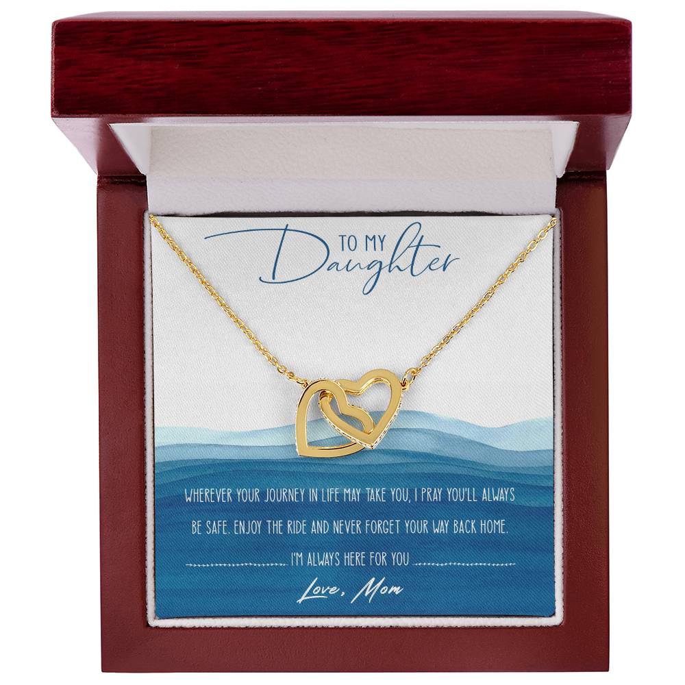 To My Daughter Interlocking Hearts Necklace Message Card