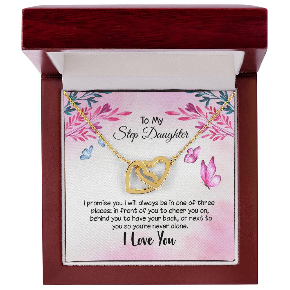 To My Step Daughter - I Promise - I Love You Interlocking Hearts Necklace