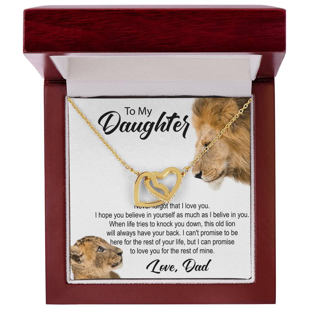 To My Daughter. Interlocking Hearts Necklace