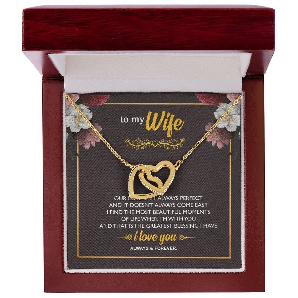 To My Wife - Interlocking Hearts - So40 Interlocking Hearts Necklace