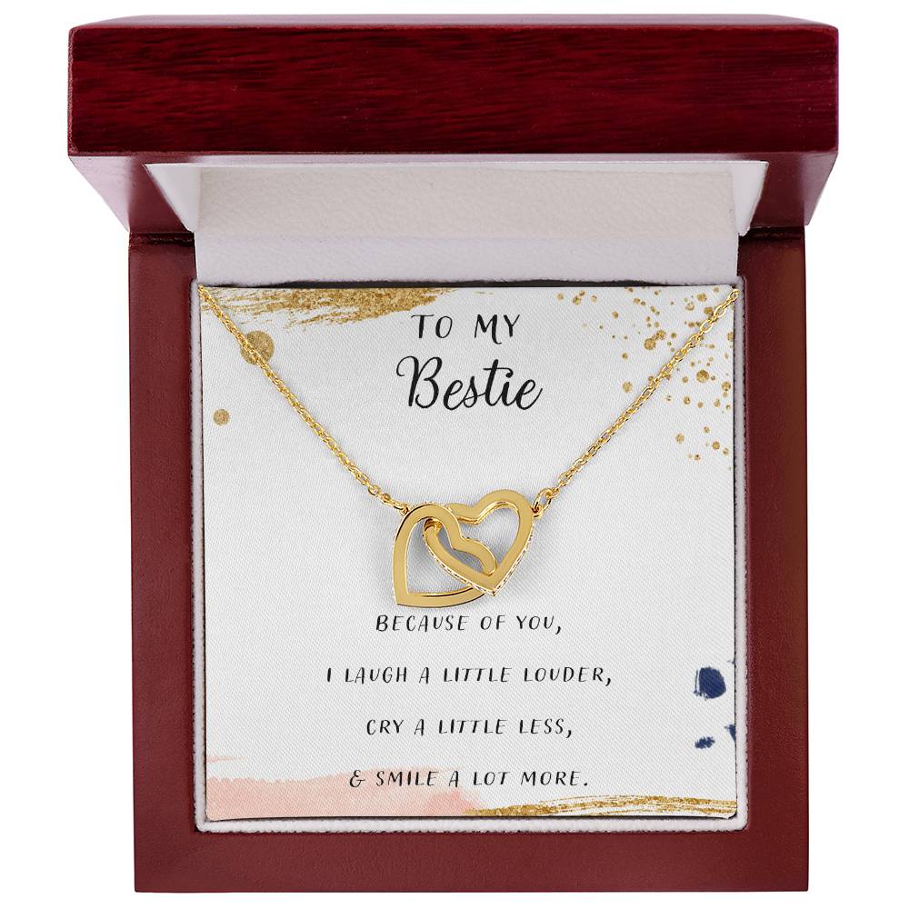 To My Bestie No Matter What We Do Interlocking Hearts Necklace