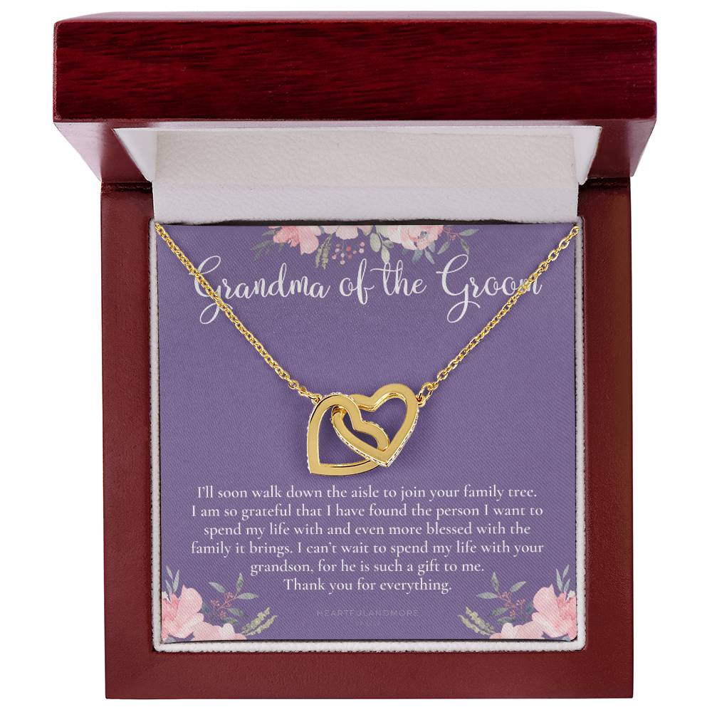 Grandmother Of The Groom Gift Necklace Grandma Wedding Gift Nana Bridal Shower Rehearsal Dinner Thank You Gift Interlocking Hearts Necklace