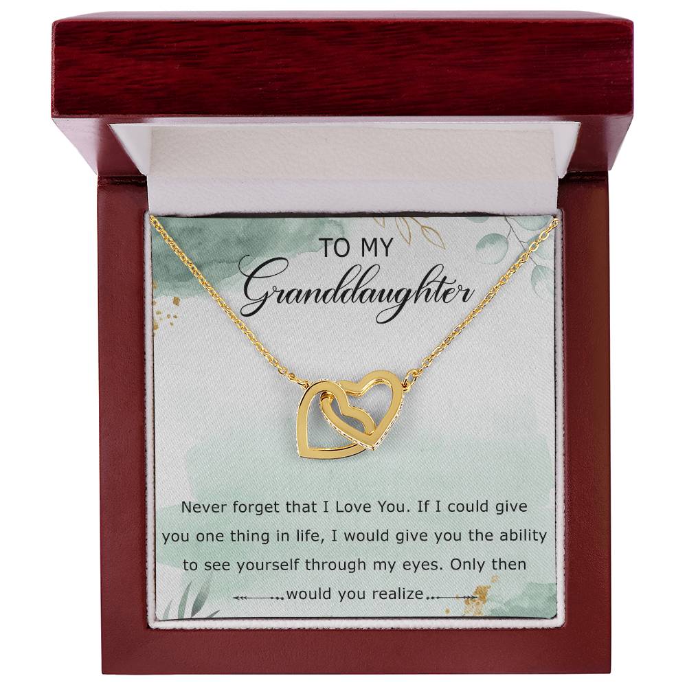 To My Granddaughter Interlocking Hearts Necklace Message Card