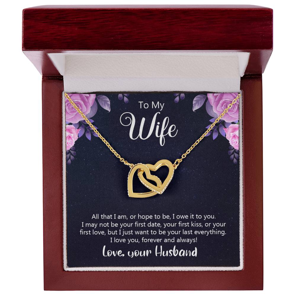 To My Wife - I Love You Forever Interlocking Hearts Necklace