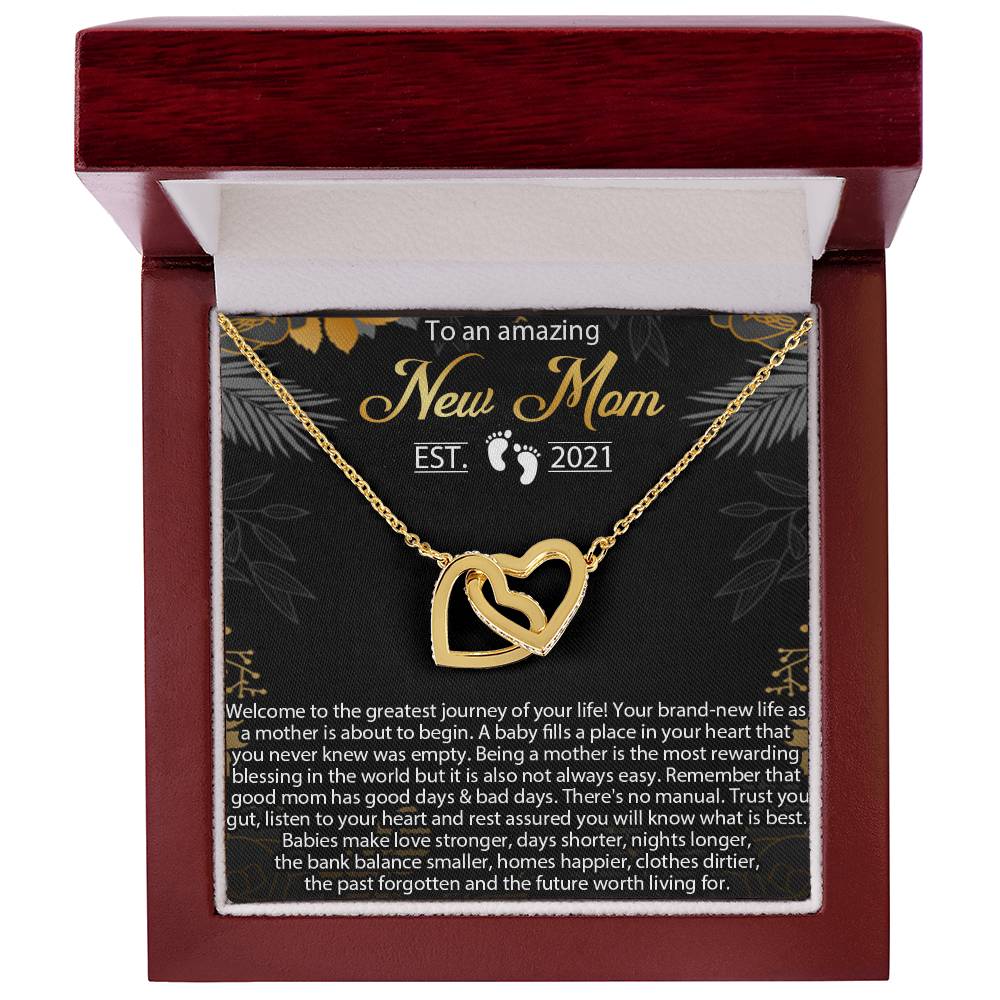 New Mom Necklace Mom Est 2021 Necklace First Time Mom Necklacenew Mommy Interlocking Hearts Necklacenecklace For New Mom Pregnancy Gift