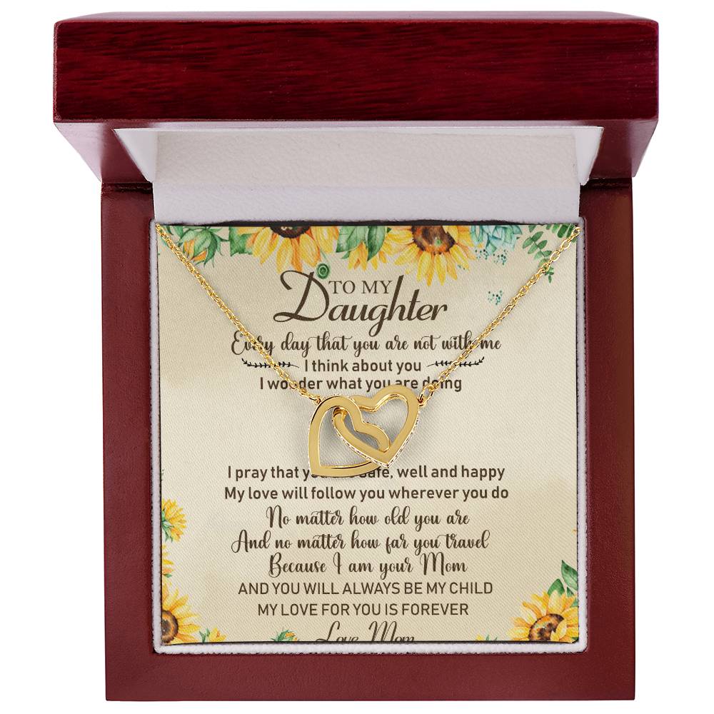 To My Daughter Interlocking Hearts Necklace Message Card