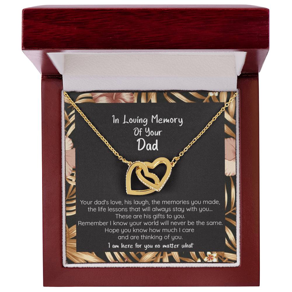 Loss Of Dad Gift - Thinking Of You - Connected Hearts Interlocking Hearts Necklace