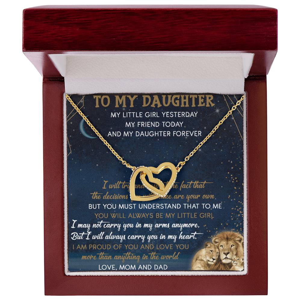 To My Daughter Interlocking Hearts Necklace Message Card