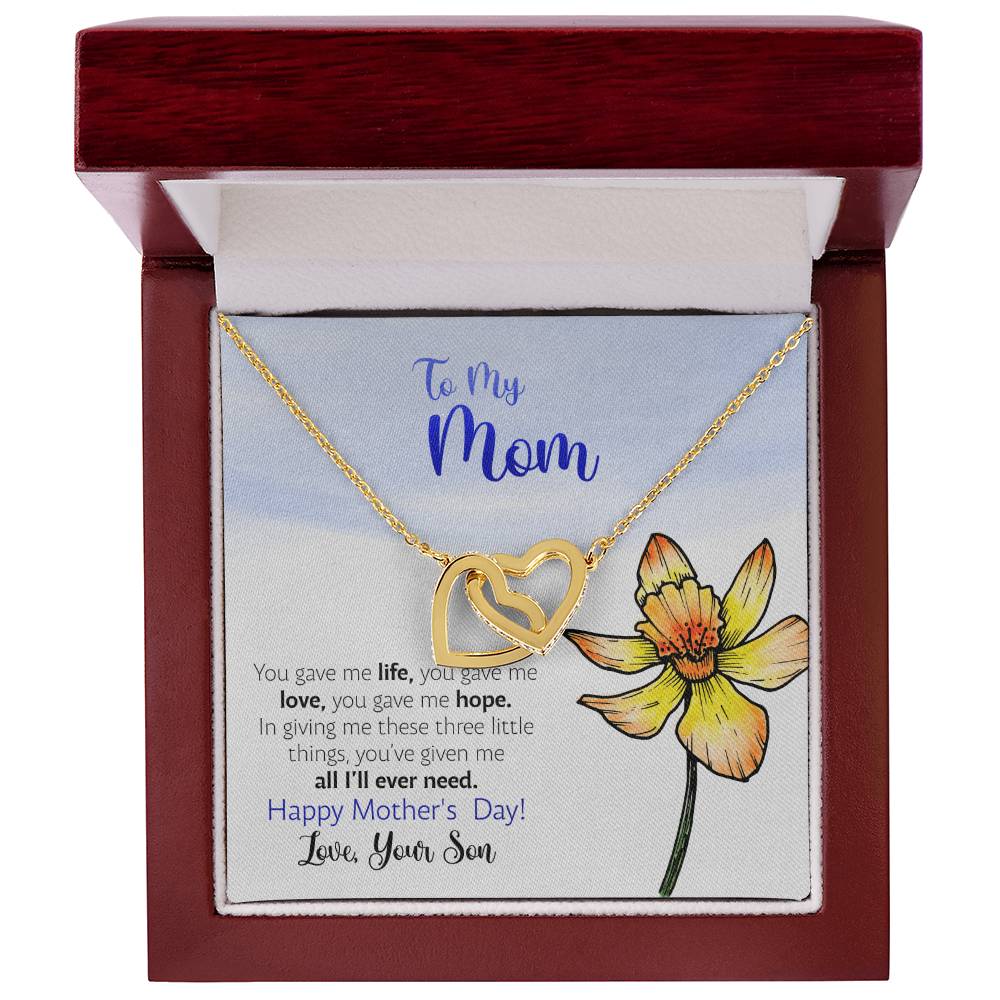 Mother'S Day From Son - You Gave Me Life - Interlocking Hearts Necklace