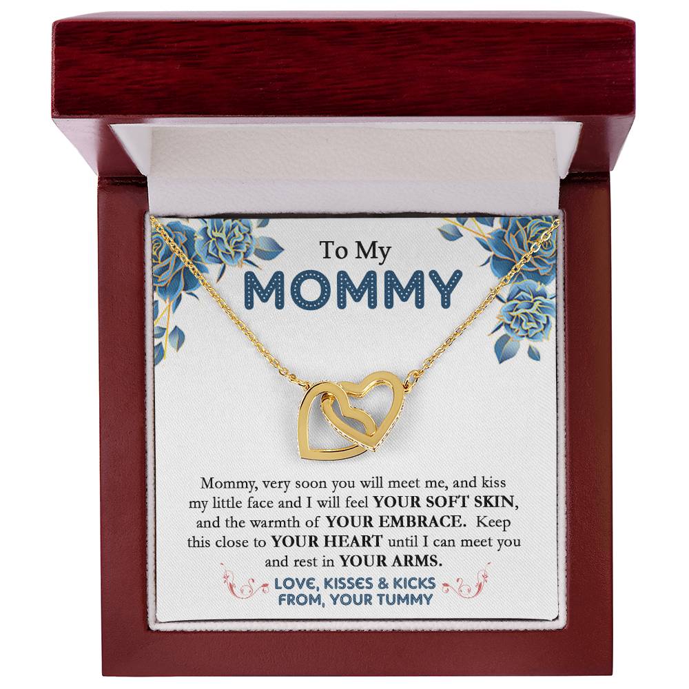 To My Mommy - From Your Tummy - Pregnancy Gift - Mother'S Day Gift - Luxury Necklace Interlocking Hearts Necklace