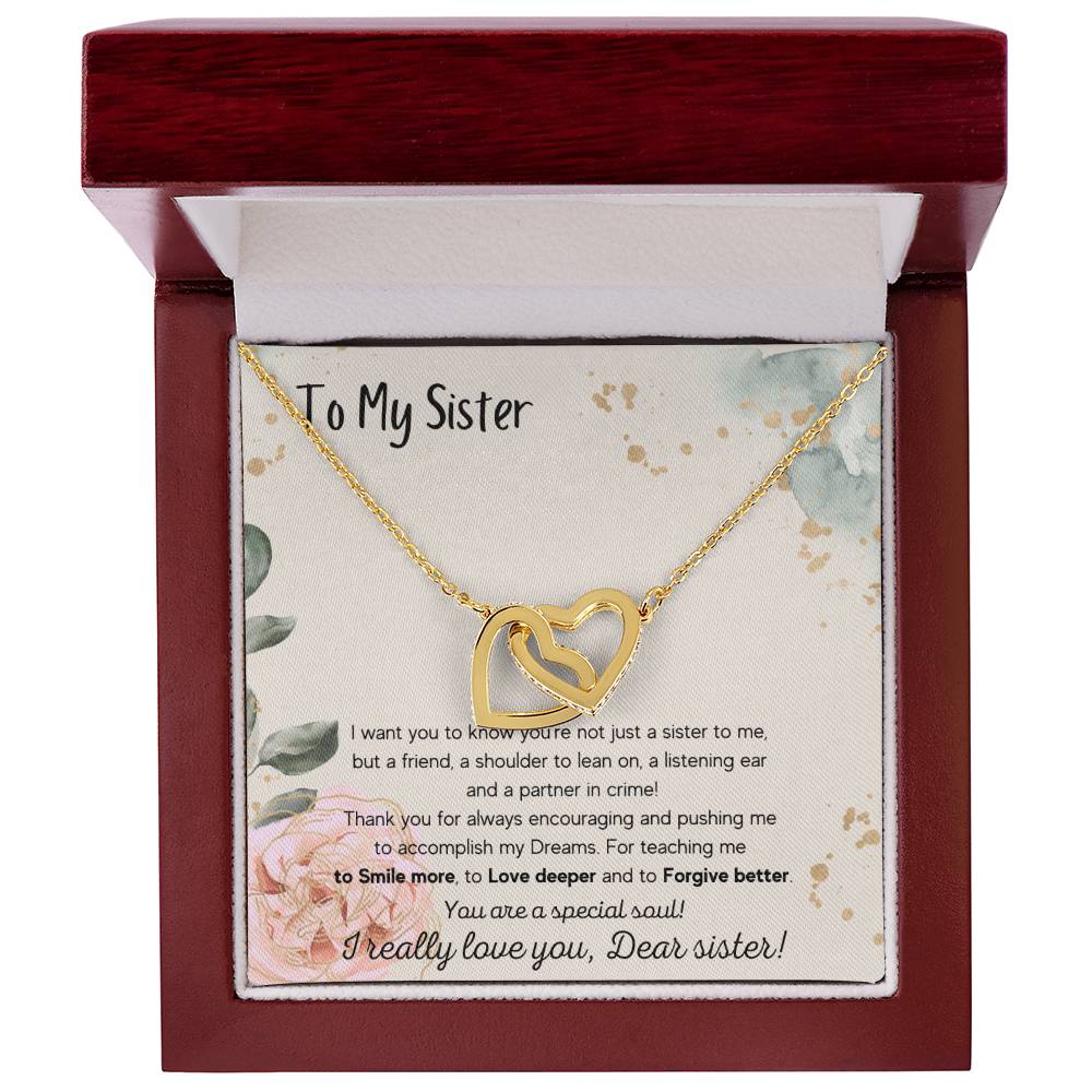 To My Sister Interlocking Hearts Necklace