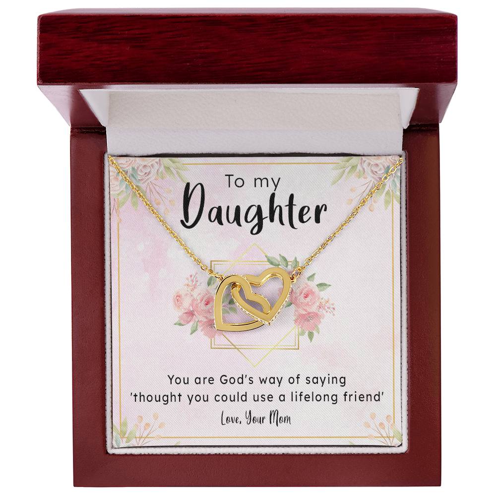Gift For Daughter From Mom - Lifelong Friend Interlocking Hearts Necklace