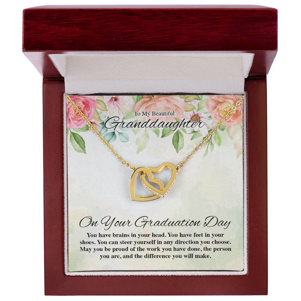 To My Beautiful Granddaughter On Your Graduation Day Flowery Interlocking Hearts Interlocking Hearts Necklace