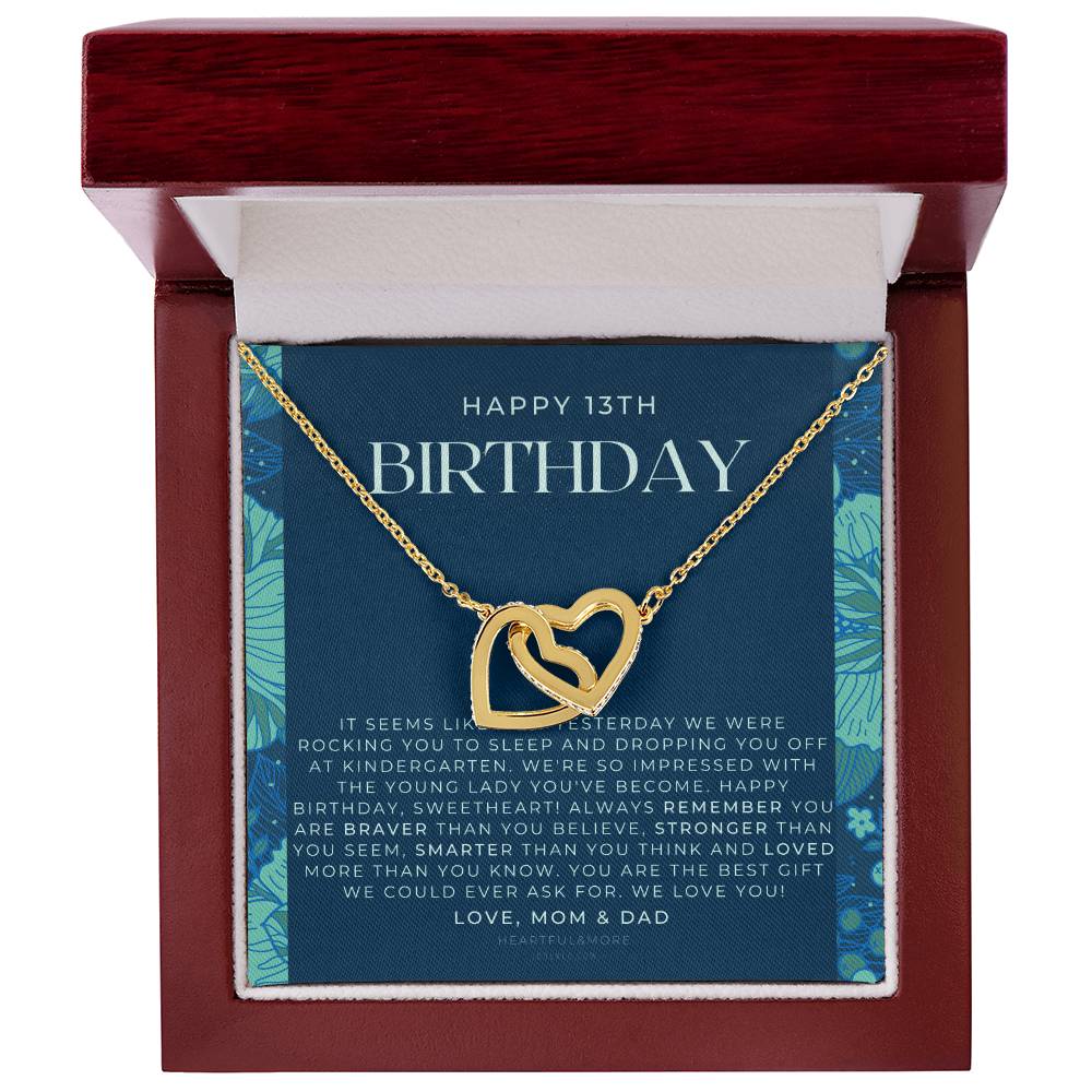 Gift For 13 Year Old Girl Gifts 13Th Birthday Girl 13Th Birthday Gift Thirteenth Birthday Necklace Teen Birthday Gift Official Teenager Interlocking Hearts Necklace