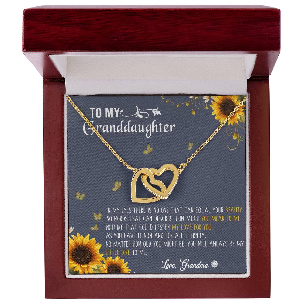 To My Granddaughter Interlocking Hearts Necklace Message Card