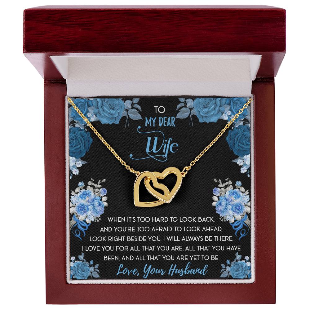 To My Dear Wife Interlocking Hearts Necklace