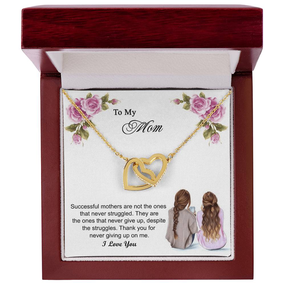 Thank You For Never Giving Up On Me Mother Gift - Necklace Interlocking Hearts Necklace