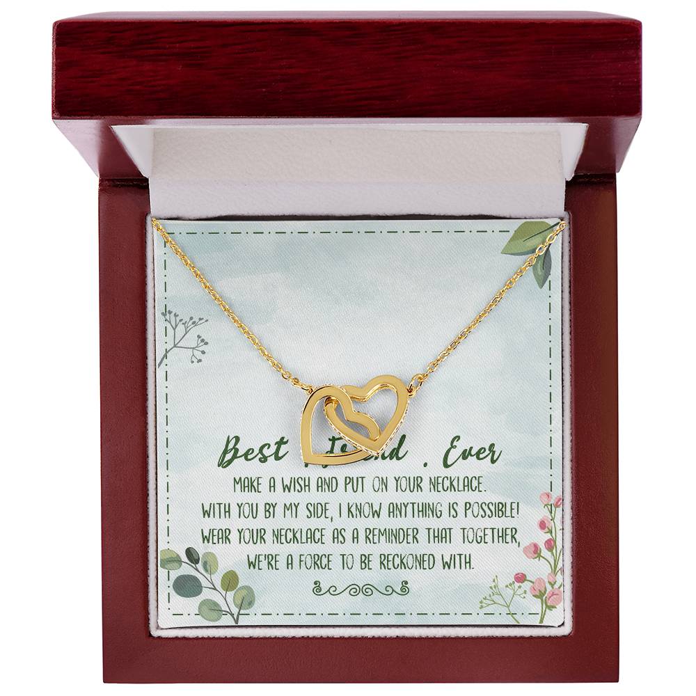 Best Friend Ever Interlocking Hearts Necklace Birthday Message Card