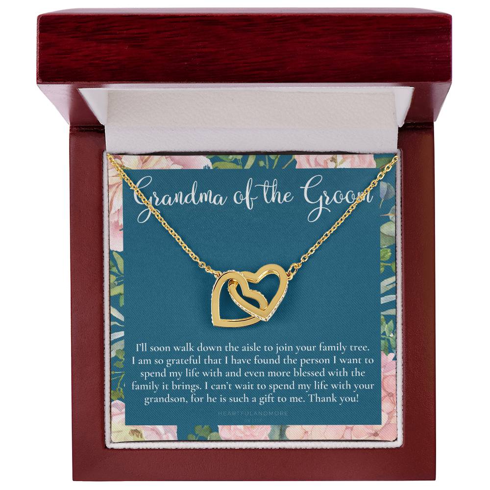 Grandmother Of The Groom Gift Necklace Grandma Wedding Gift Nana Bridal Shower Rehearsal Dinner Thank You Gift Interlocking Hearts Necklace