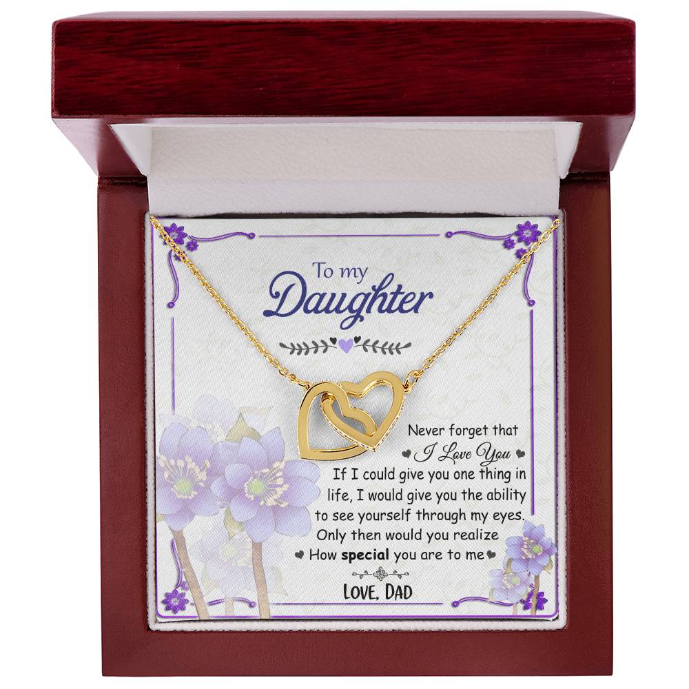 To My Daughter - Never Forget - Interlocked Hearts Necklace Interlocking Hearts Necklace